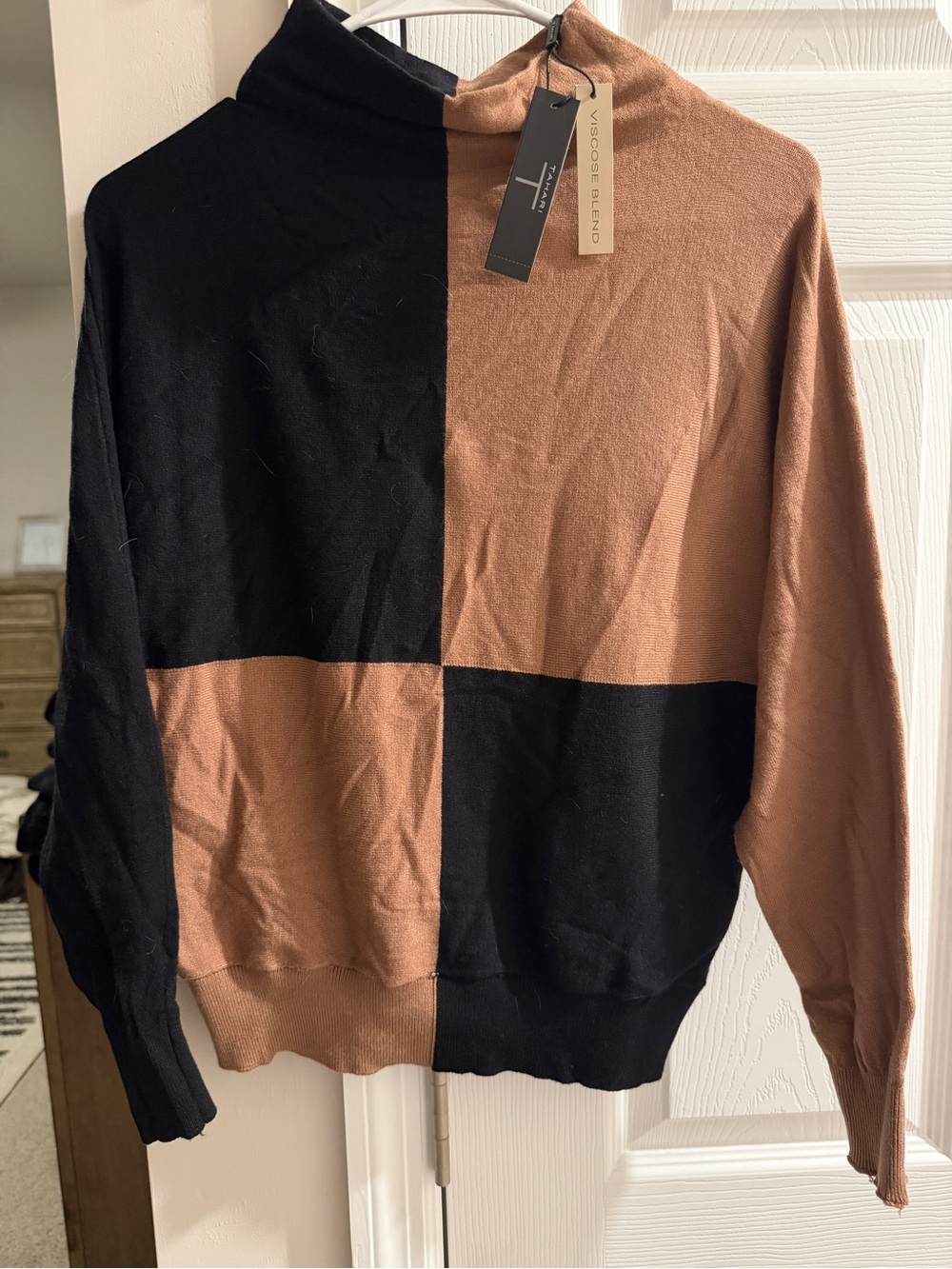Colorblock Mock Neck Sweater